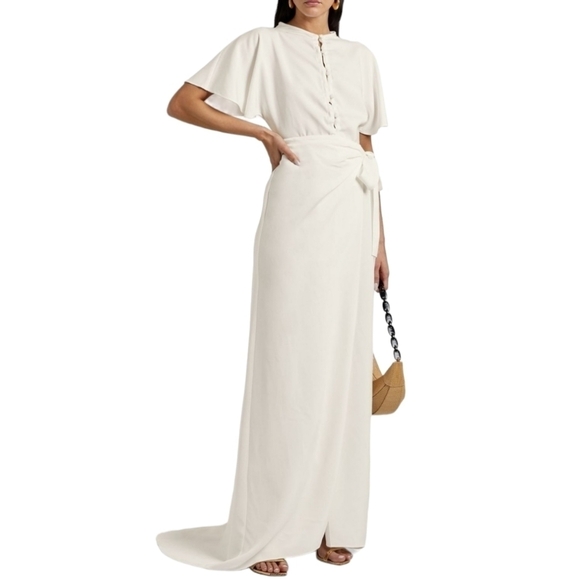 Vanessa Cocchiaro Rita Maxi Wrap Skirt, Ivory, Size 8, NWT - Picture 1 of 16